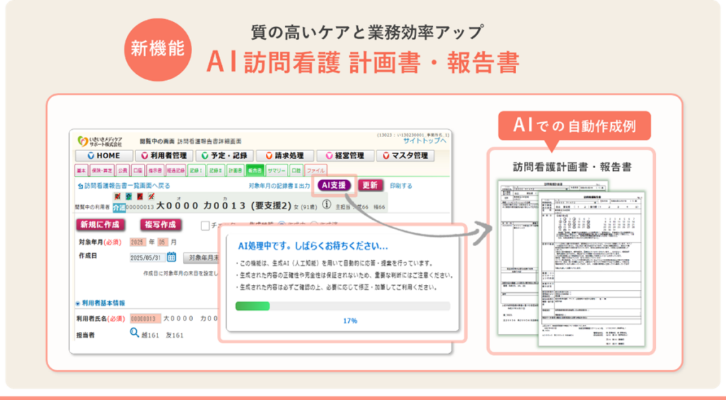AIによる訪問看護計画書・報告書の作成支援